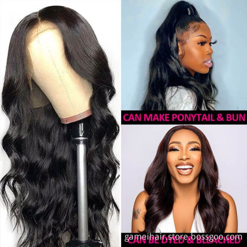 wholesale cheap high quality100% virgin natural brazilian long Body Wave 13x4"13x6" transparent Closure Lace Wig human hair wigs